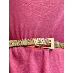 Vintage 70's/80's Gold Tone Disco Mesh Belt Metal Adjustable Buckle 36.5in